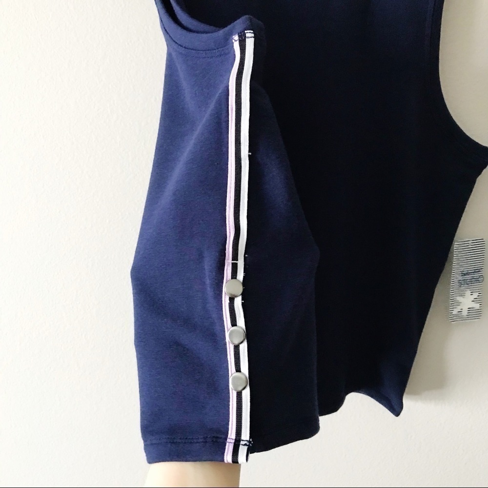 Splendid NWT Cropped Tank Top Side Snaps Blue Sm - Picture 4 of 8